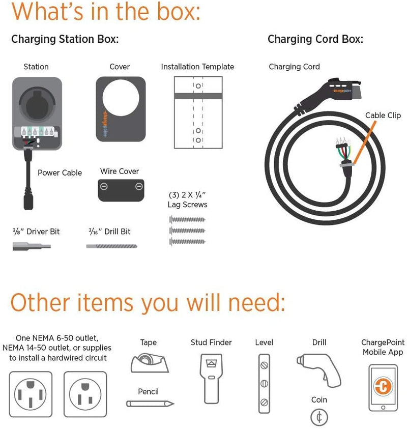 ChargePoint Home Flex Level 2 WiFi EV Charging Station, 16 to 50 Amp, 240V